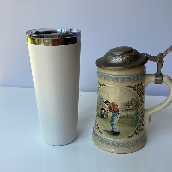 Vintage Ceramic German Beer Stein with Golf Scene and Pewter lid - Picture 11 of 11